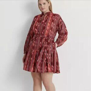 Lauren Ralph Lauren Geo Stripe Belted Cotton Voile Dress Plus Boho Southwestern